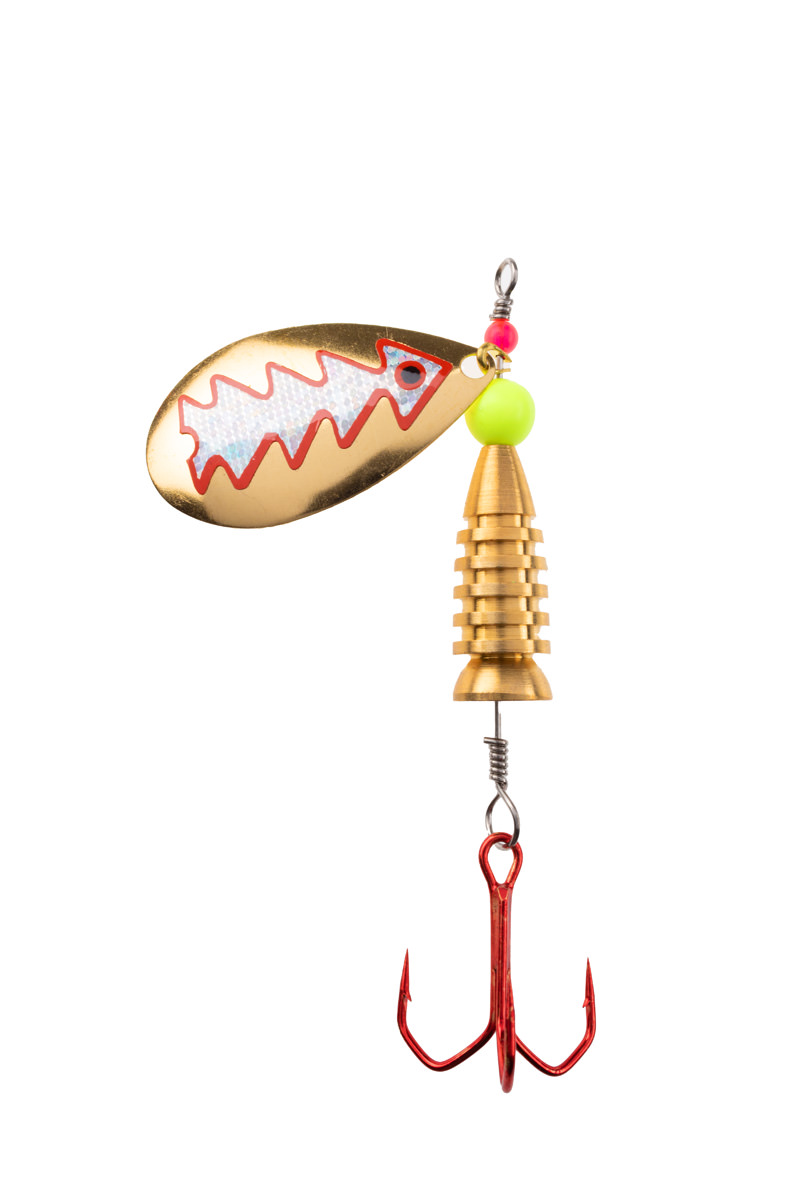 ProfiBlinker Prollex Weitwurf Spinner Tropfen / Gold mit Silber-Metallic-Dekor / Größe 3 / 7g 